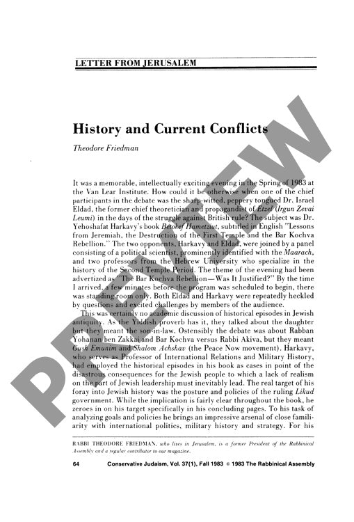 History and Current Conflicts Letter Fro