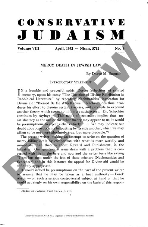 Mercy Death in Jewish Law
