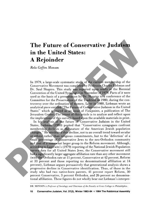The Future of Conservative Judaism in Th