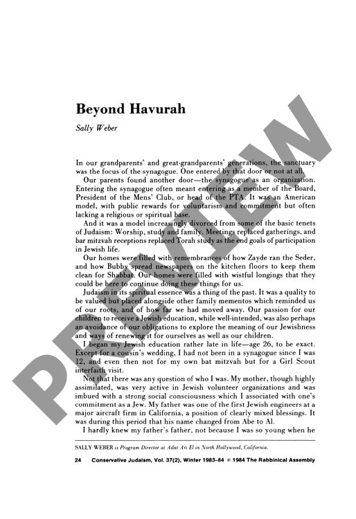 Beyond Havurah