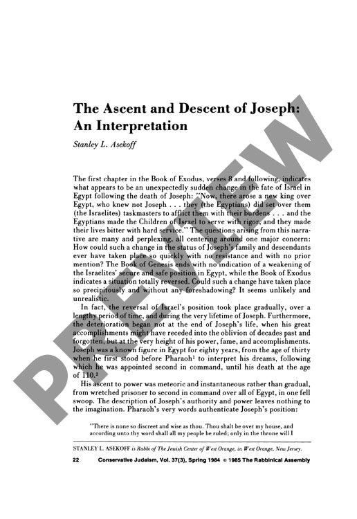 The Ascent and Descent of Joseph an Inte