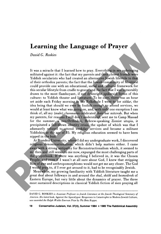Learning the Language of Prayer