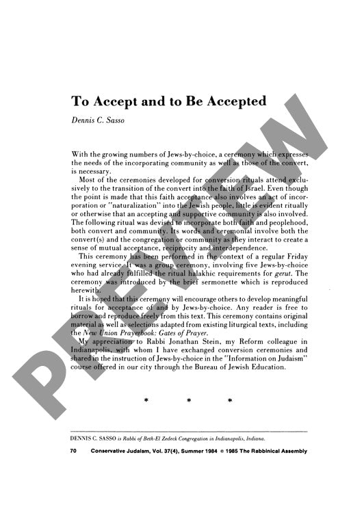 To Accept and to Be Accepted