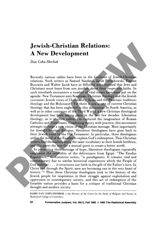 Jewish Christian Relations a New Develop