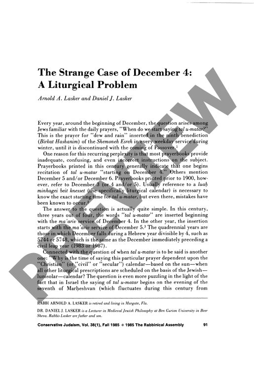 The Strange Case of December a Liturgi