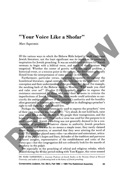 Your Voice Like a Shofar
