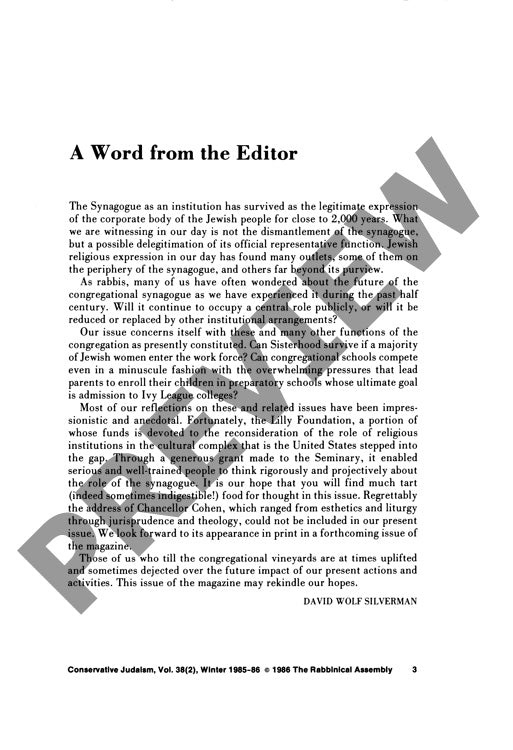 A Word from the Editor
