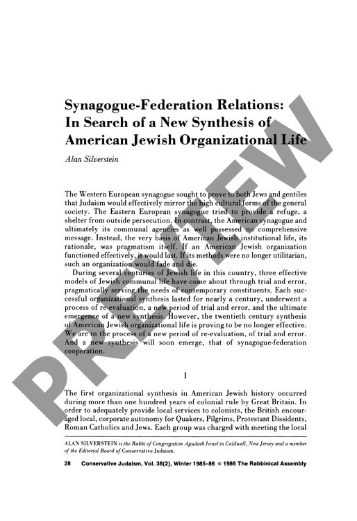 Synagogue Federation Relations in Search