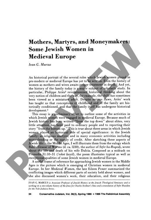 Mothers Martyrs and Moneymakers Some Jew