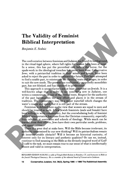 The Validity of Feminist Bibilical Inter
