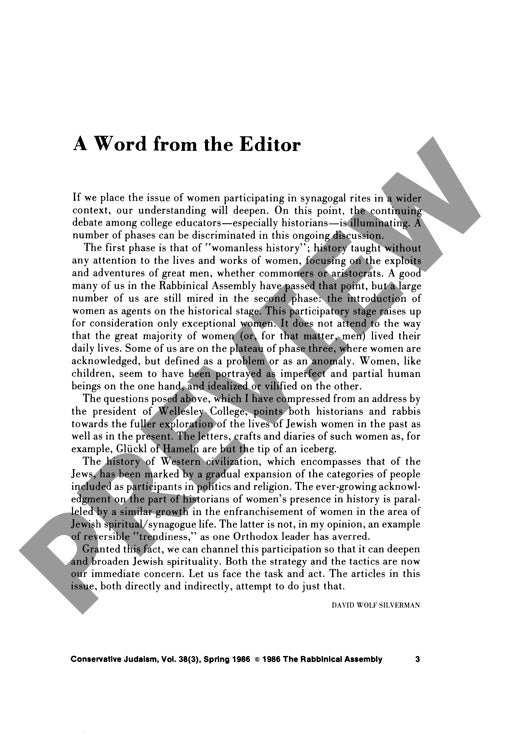 A Word from the Editor