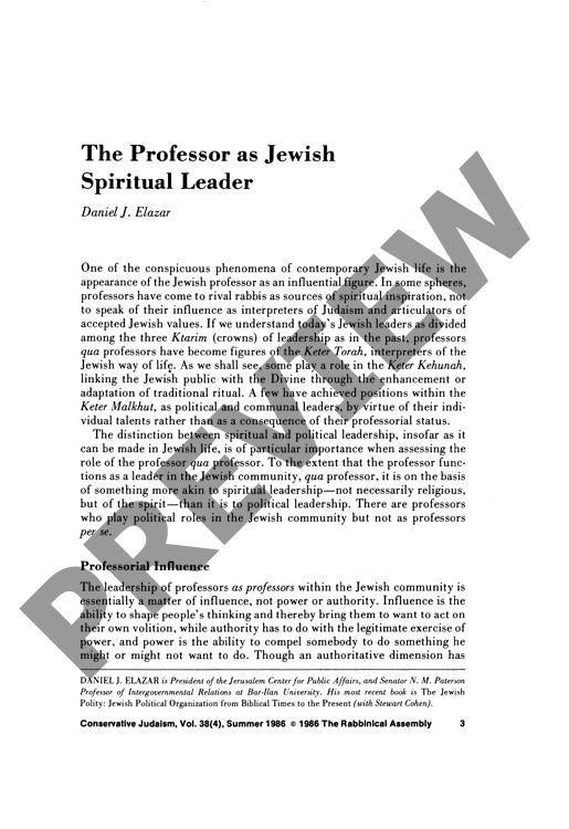 The Professor as Jewish Spiritual Leader