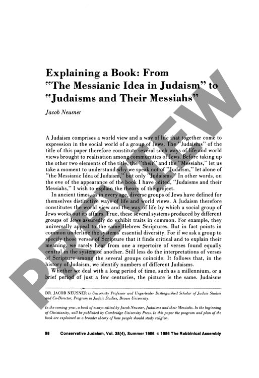 Explaining a Book from the Messianic Ide
