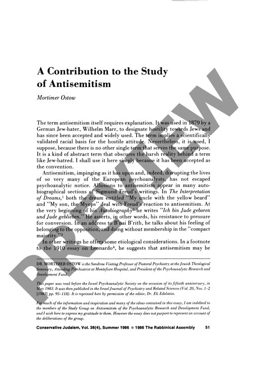 A Contribution to the Study of Antisemit