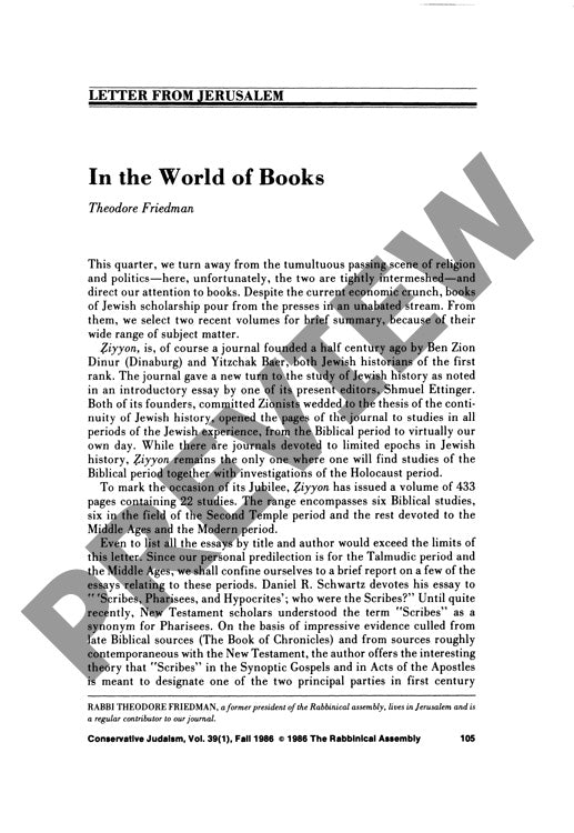 In the World of Books Letter from Jerusa