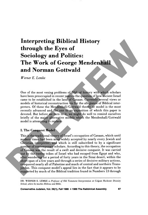 Interpreting Biblical History Through Th