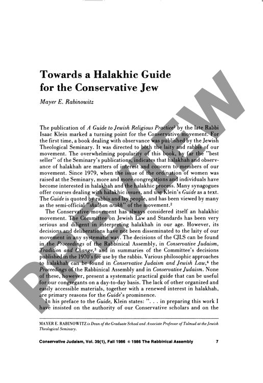 Towards a Halakhic Guide for the Conserv