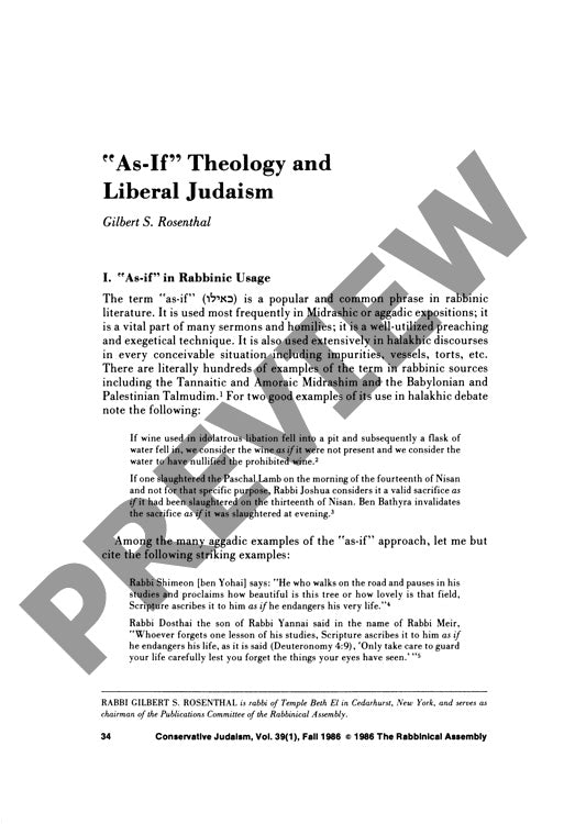 As If Theology and Liberal Judaism