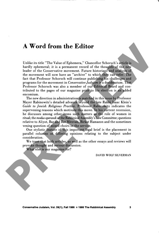 A Word from the Editor