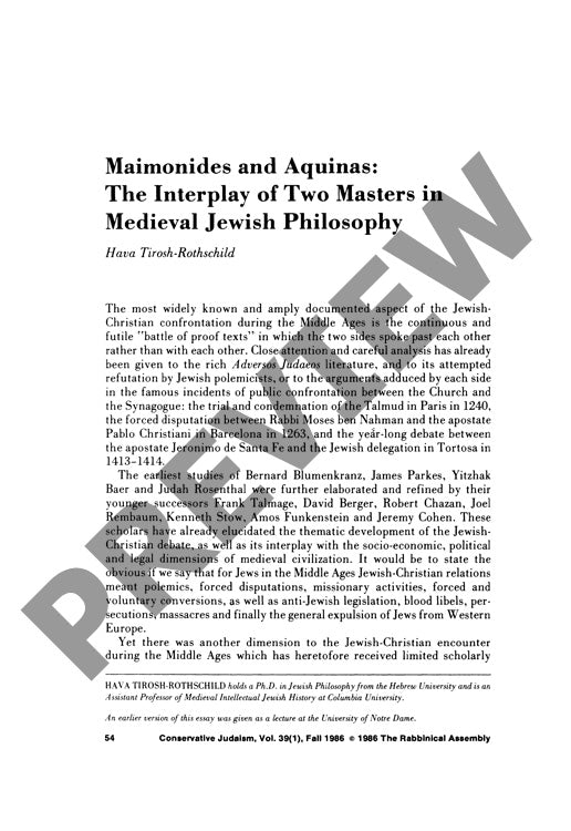 Maimonides and Aquinas the Interplay Of