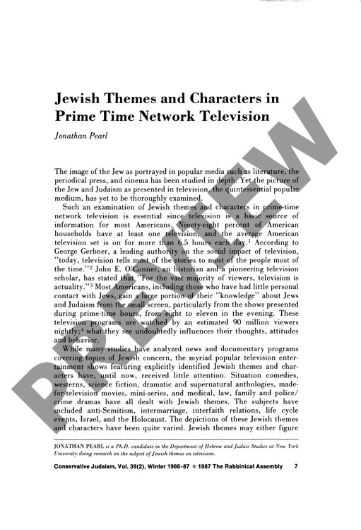 Jewish Themes and Characters in Prime Ti