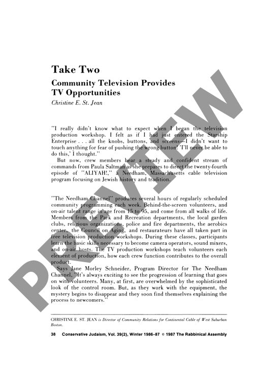Take Two Community Television Provides T