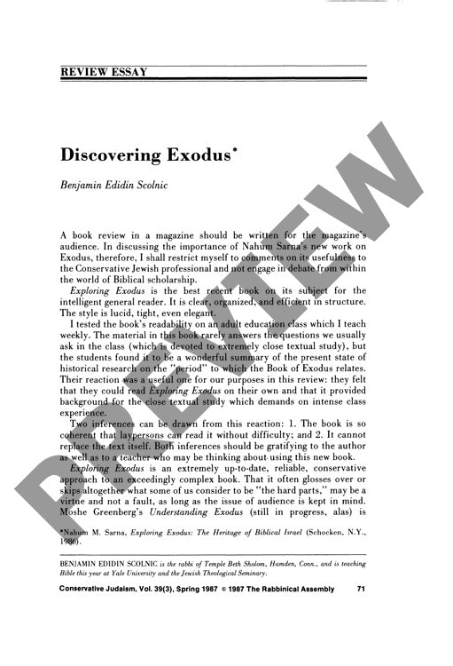 Discovering Exodus Review Essay