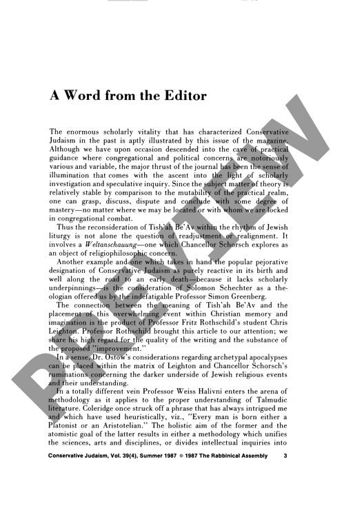 A Word from the Editor