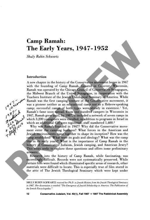 Camp Ramah the Early Years