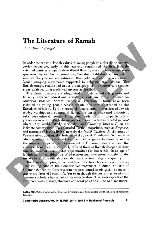 The Literature of Ramah