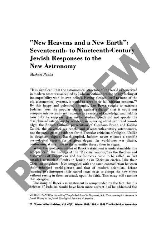 New Heavens and a New Earth Seventeenth