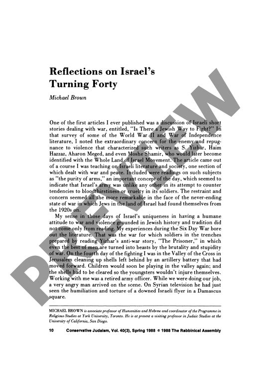Reflections on Israels Turning Forty