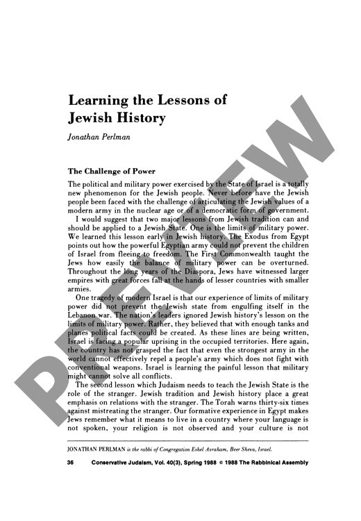 Learning the Lessons of the Jewish Histo