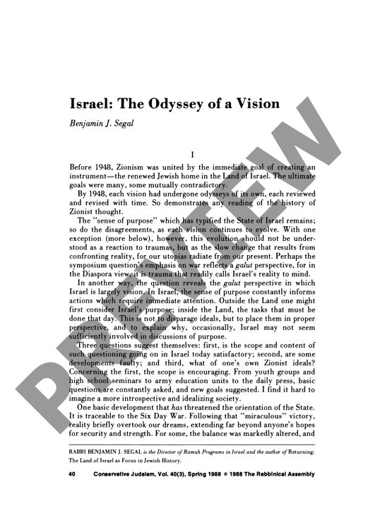 Israel the Odyssey of a Vision