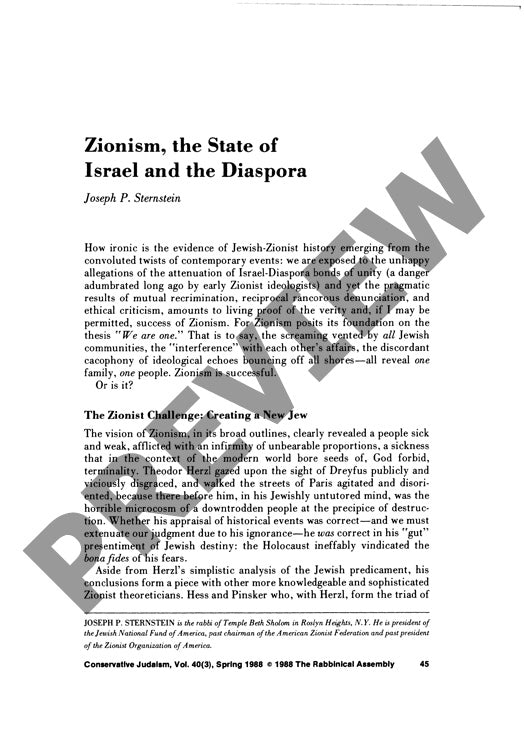 Zionism the State of Israel and the Dias