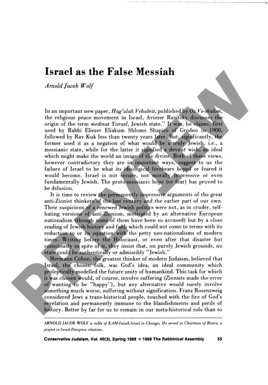 Israel as the False Messiah