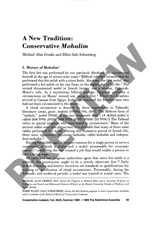 A New Tradition Conservative Mohalim