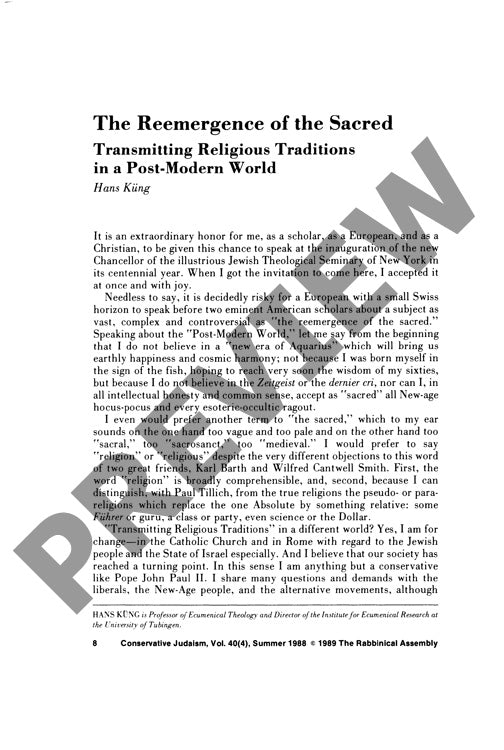 The Reemergence of the Sacred Transmitti