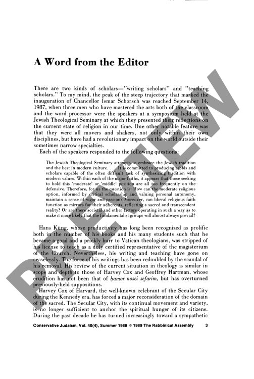 A Word from the Editor