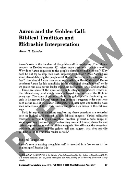 Aaron and the Golden Calf Biblical Tradi