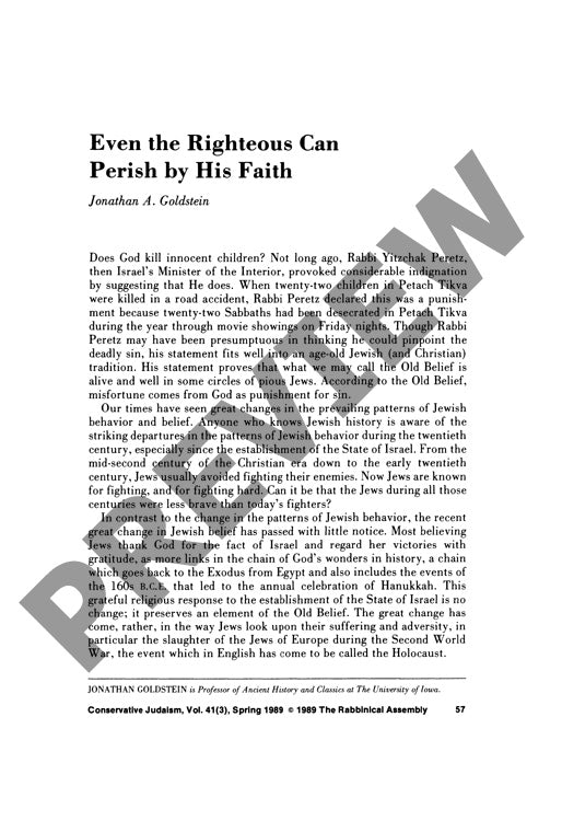 Even the Righteous Can Perish by His Fai