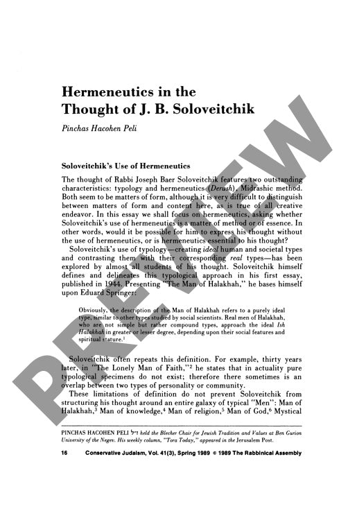 Hermeneutics in the Thought of J B Solov