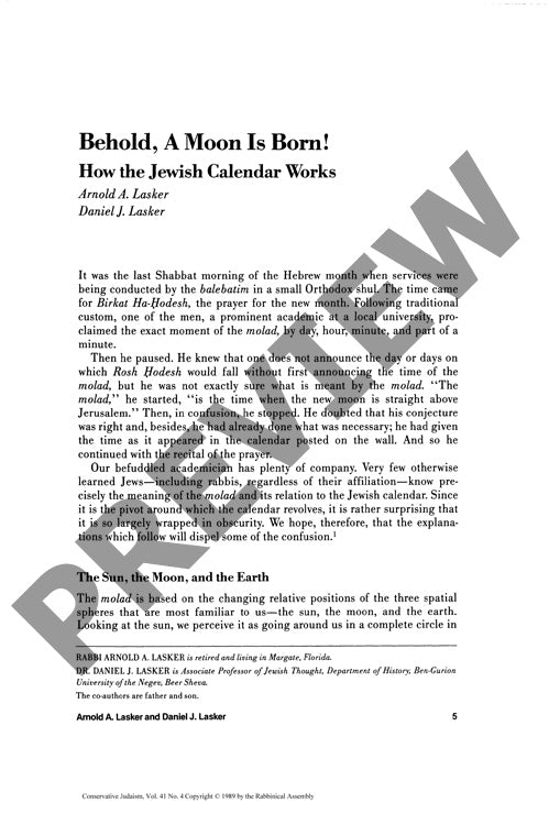 Behold a Moon Is Born How the Jewish Cal