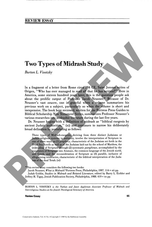 Two Types of Midrash Study Review Essay