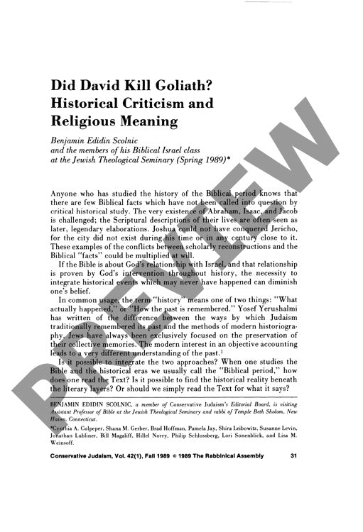 Did David Kill Goliath Historical Critic