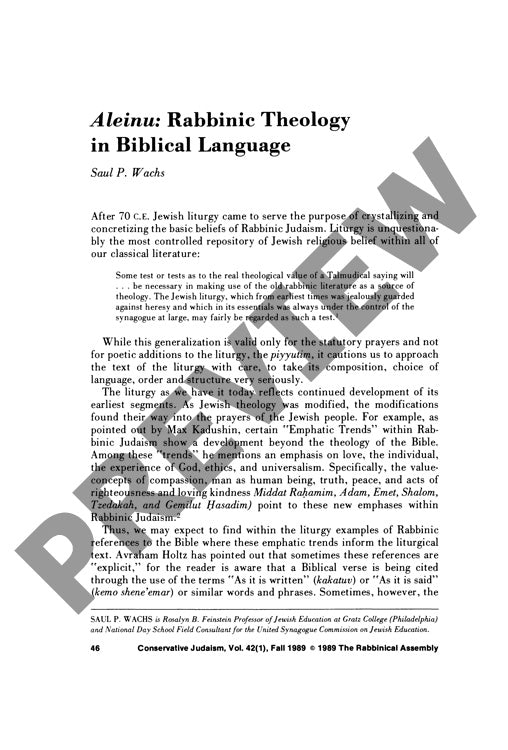 Aleinu Rabbinic Theology in Bibilical La