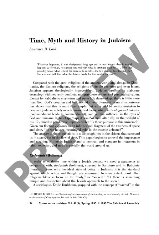Time Myth and History in Judaism