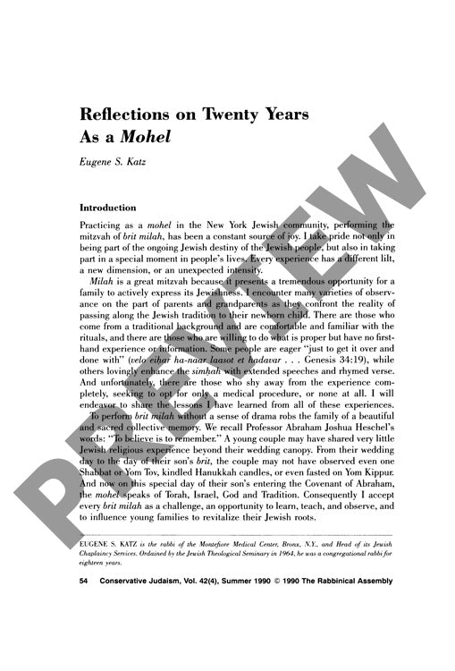Reflections on Twenty Years as a Mohel