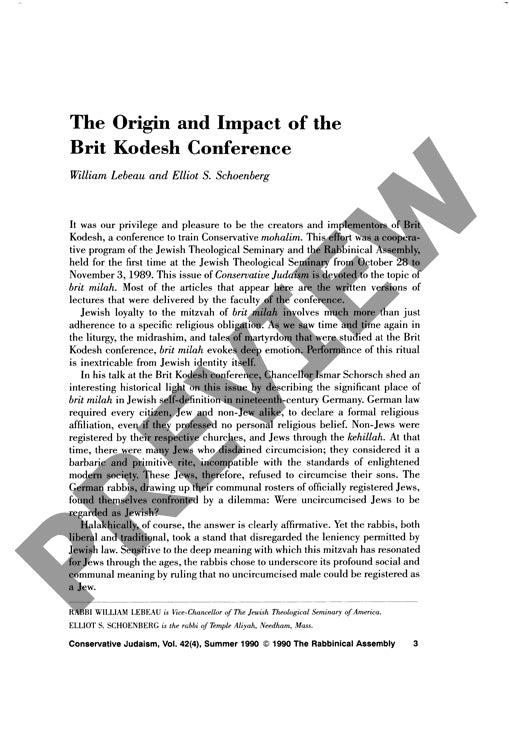 The Origin and Impact of the Brit Kodesh