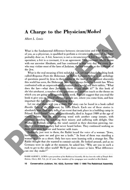 A Charge to the Physician Mohel